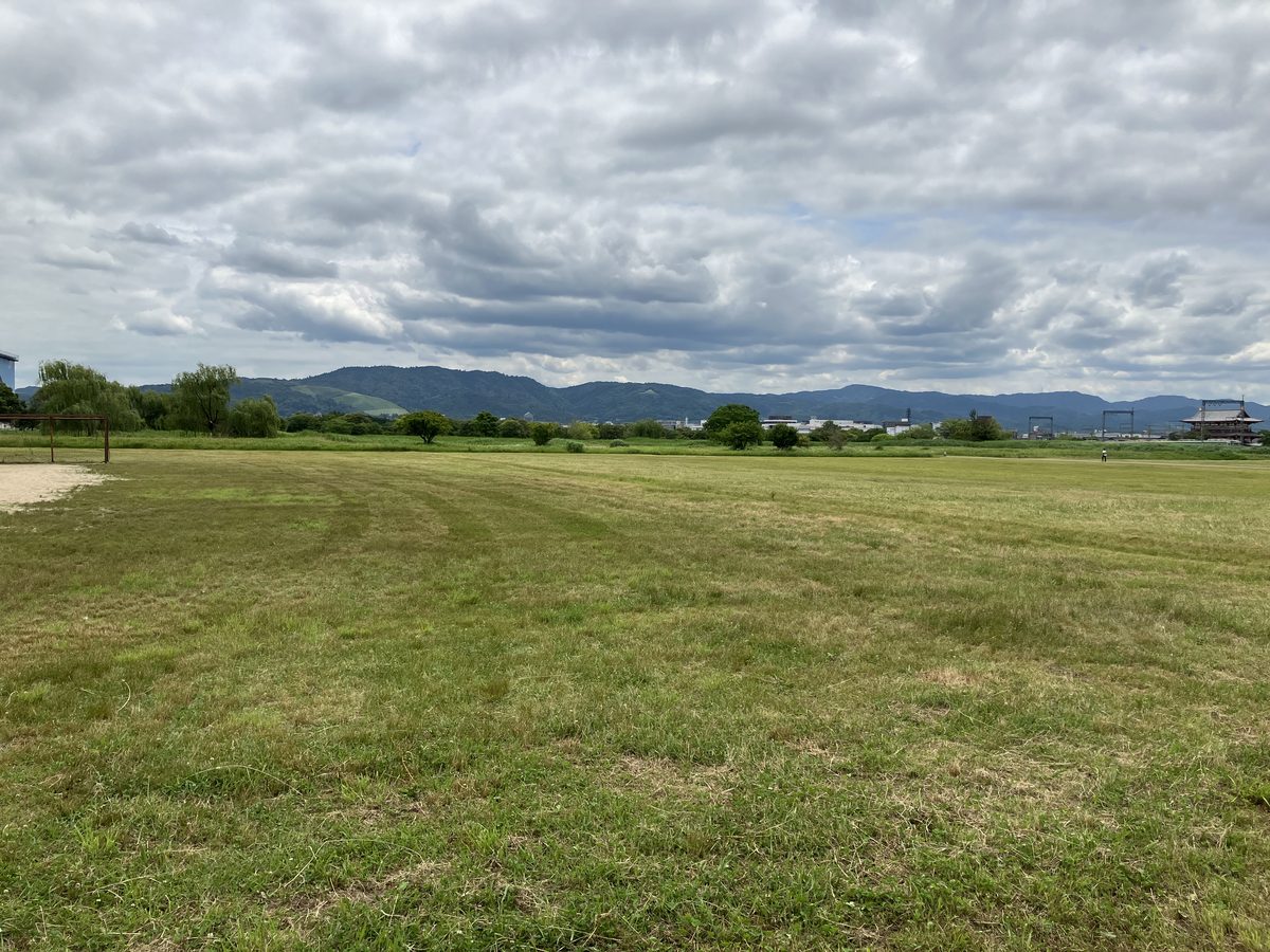 Visitors strolling and jogging freely across the vast grounds of Heijo Palace Site